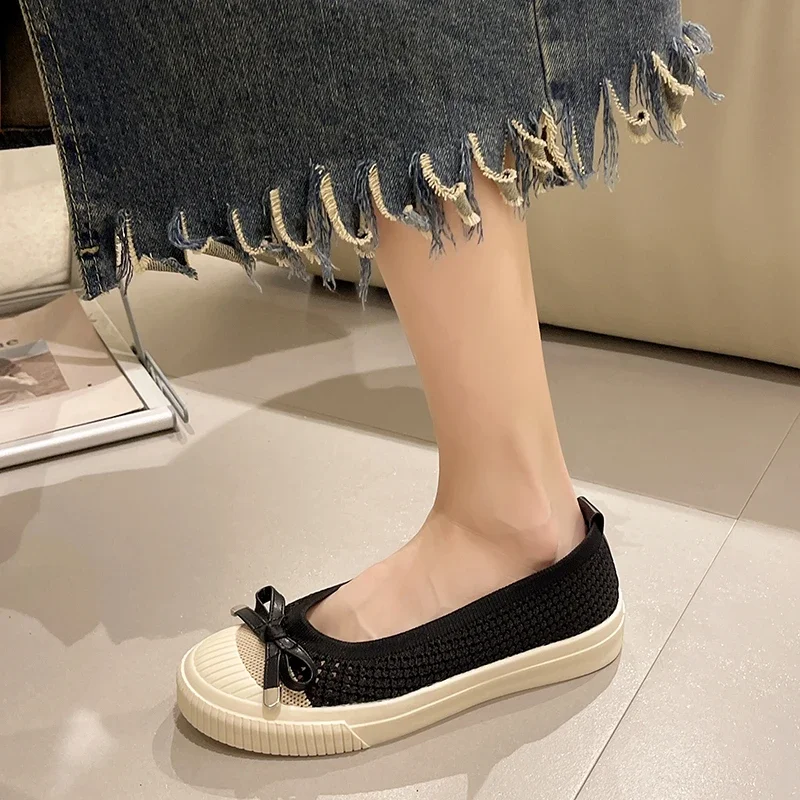 Fisherman Shoes Women 2024 New Loafers Comfortable and Breathable Knitted Single Shoes Soft Bottom Platform Sole Sports Shoes