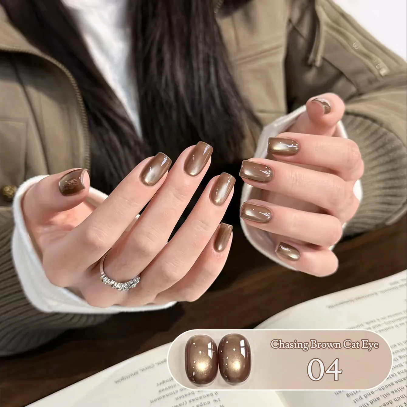 WS 1-9 Stück Herbst Tracking Cat Eye Gel Nagellack 2026 Braun Nagel Maillard Glasperlen Nagellack Herbstnägel – Detail 7