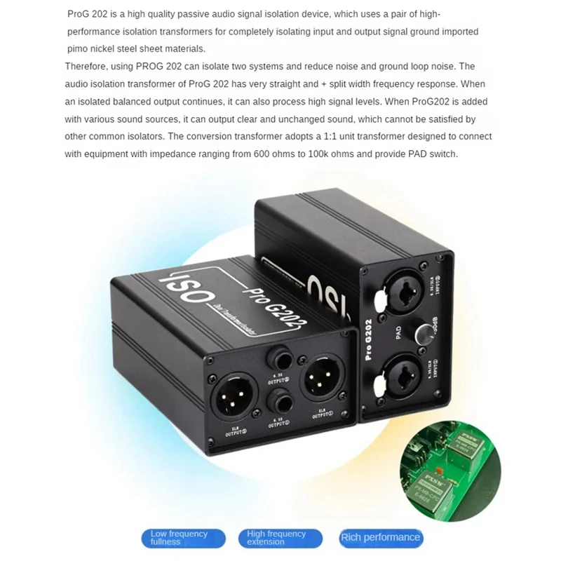 

WF-Pro G202 Аудиоизолятор Двухканальный 6,5 XLR Аудиоизолятор Ток Звук Шумовой Микшер Микрофон Фильтр общего заземления