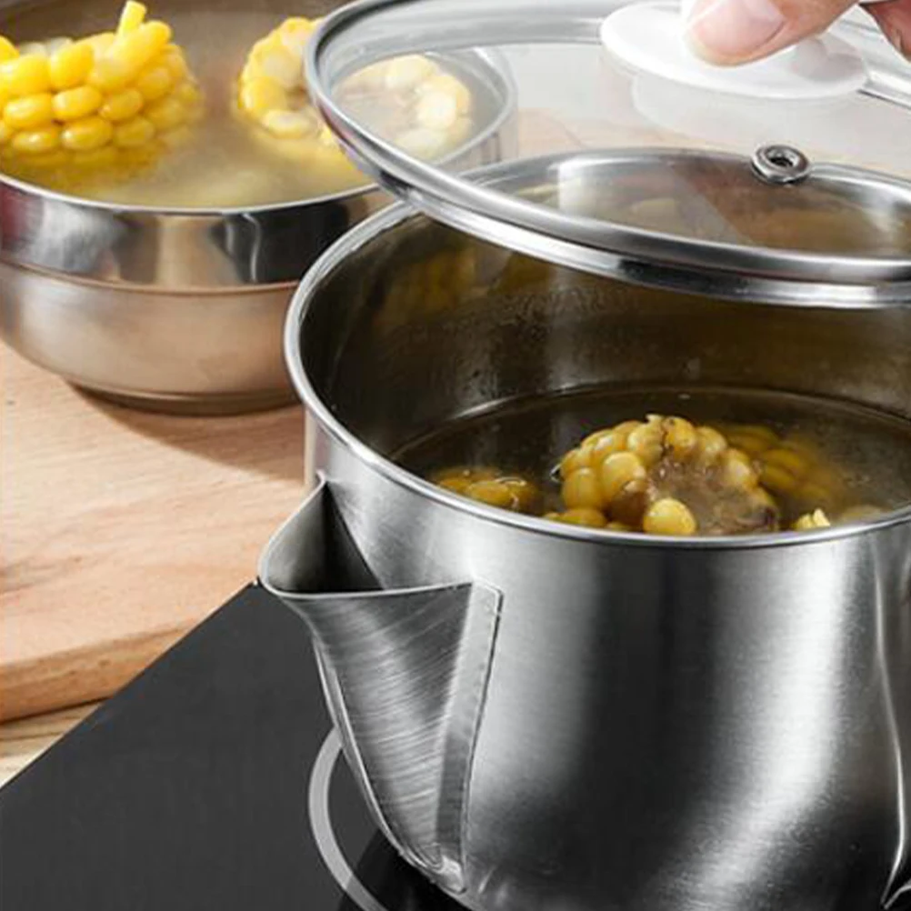 

1pc 1000Ml Stainless Steel Soup Grease Separator Bowl Oil Filter Skimmer With Lid Sieve Silver Kitchen Restaurant Use