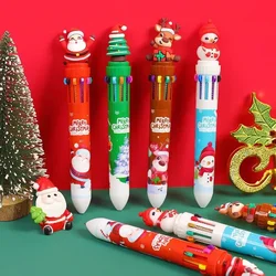 12 Pcs Creative 10 Colors Ballpoint Pen Cartoon Christmas Series Prizes Gifts