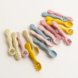 New Mother-kids 3PCS Baby Silicone Spoons Baby Utensils Training Cutlery Set Baby Feeding Meal Spoon Children's Tableware