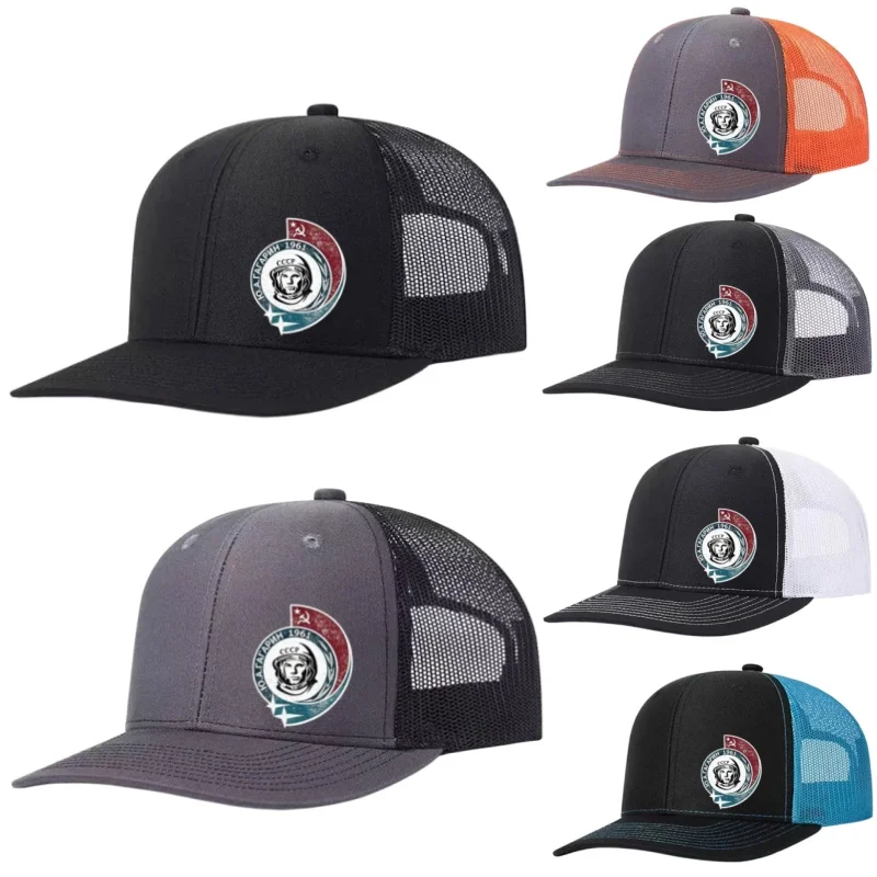 Russia Astronaut Printed Adjustable Baseball Cap Snapback Dad Hat Breathable Trucker Mesh Hat Golf Fishing Outdoor Sun Cap