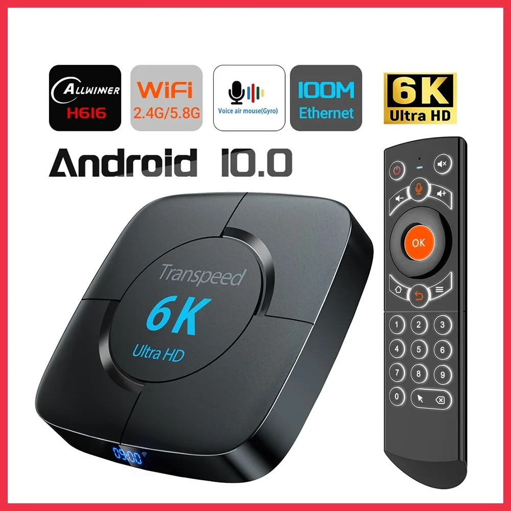 Good Android 10.0 Allwinner H616 TV Box Blacklight Voice Assistant 6K 3D Dual Wifi 4GB RAM 32G 64G Media player set top box