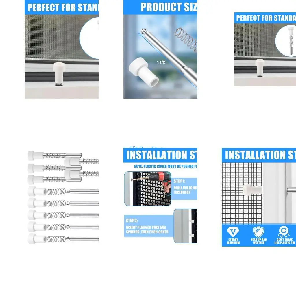 F92C Spring Loaded Window Screen Latches Aluminum Rustproof Window Screen Fastener Clip Quick Install for Garage Balcony