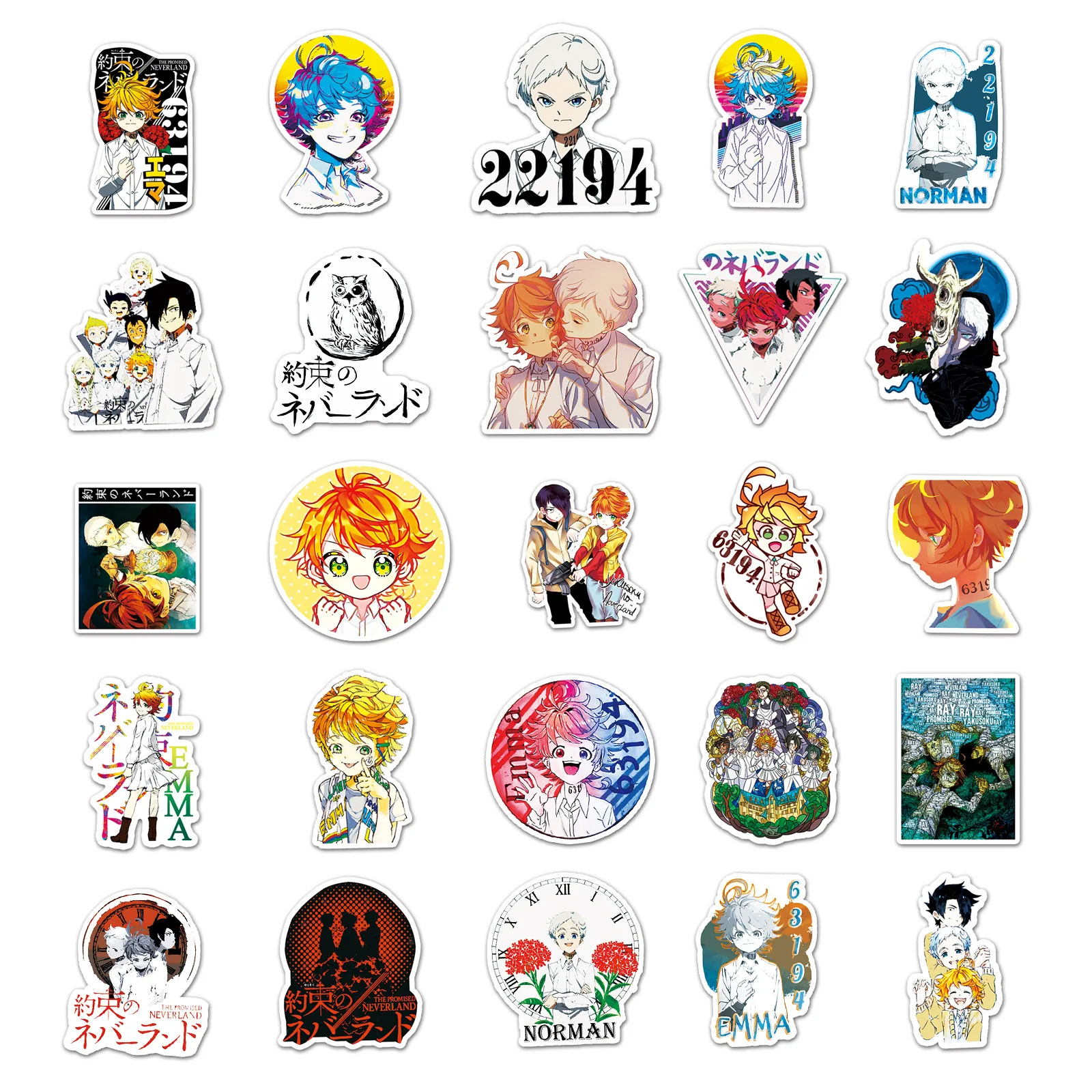 50/30/10PCS Norman Vincent Emma Ray Isabella Ray Popular Anime Peripheral Creative Graffiti Stickers Luggage Laptop Decoration