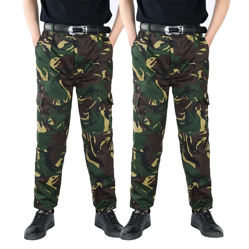 Calças de trabalho largas para homens, calças de trabalho camufladas, resistentes ao desgaste, perna reta casual, bolso múltiplo, calças de trabalho, outono