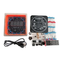 DIY Rotating Digital LED Display Module Alarm Electronic Digital Clock Kit DS1302 Learning Board Temperature & Time Display