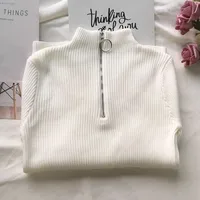 Autumn Winter Turtleneck Women Sweater Long Sleeve Zipper Neckline Knitted Pullover Female Sweater Slim Basic Knitted Jumpers 6