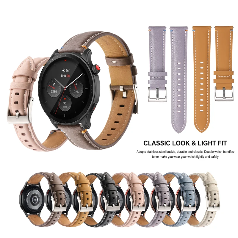 20mm 22mm Strap Simple Fashion Leathe Band For Huami Amazfit GTR mini / GTR 4 / 3 Pro / 2 / 2e / GTR4 GTR3 GTR2