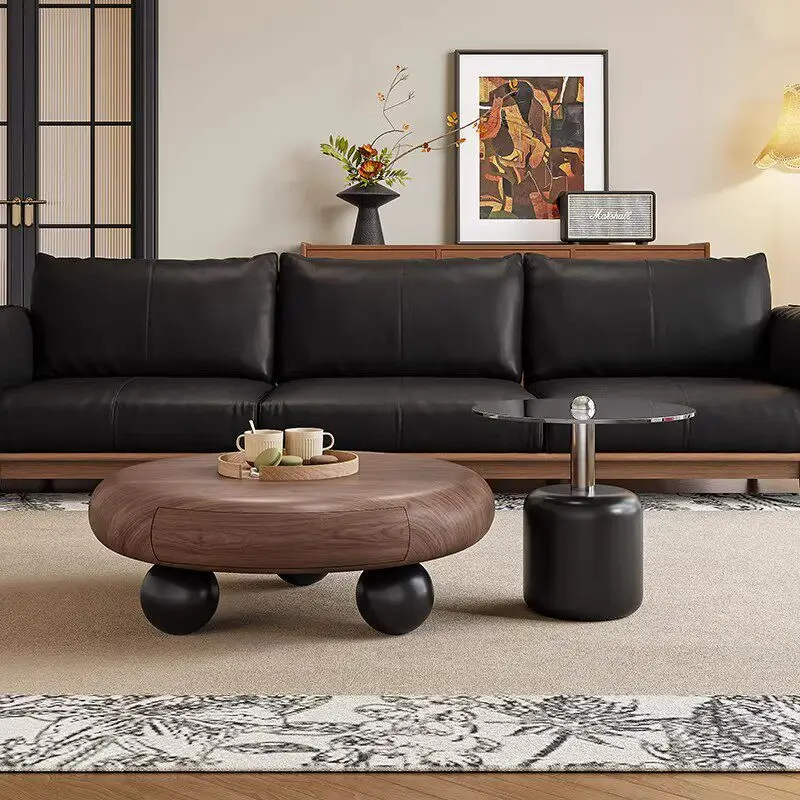 Round Wooden Coffee Table Vintage Professional Room Decor Universal Waiting Side Table Dinner Mesa Auxiliar Trendy Furniture