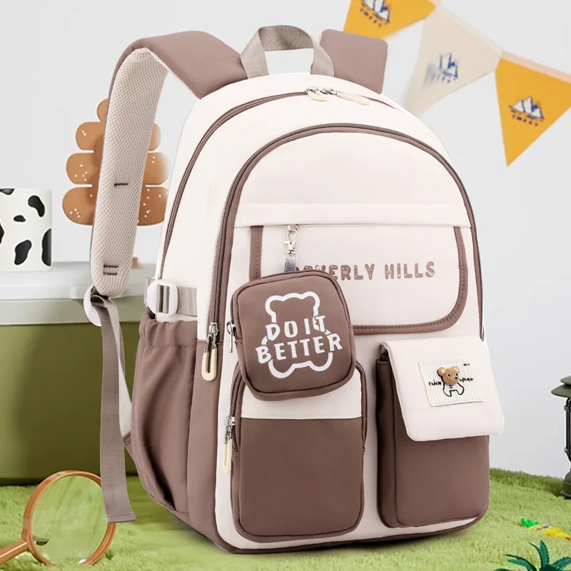 Bear School Bags With Purse For Girls High School Student Schoolbag Kawaii Waterproof Laptop Primary School Backpack Kids Book