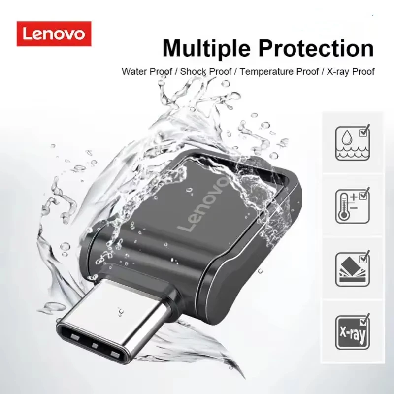 Lenovo Usb 3.1 Drive 2tb Flash High Speed Usb Flash U Disk Type-c Interface Dualuse Mobile Phone Computer Metal Memory Stick New