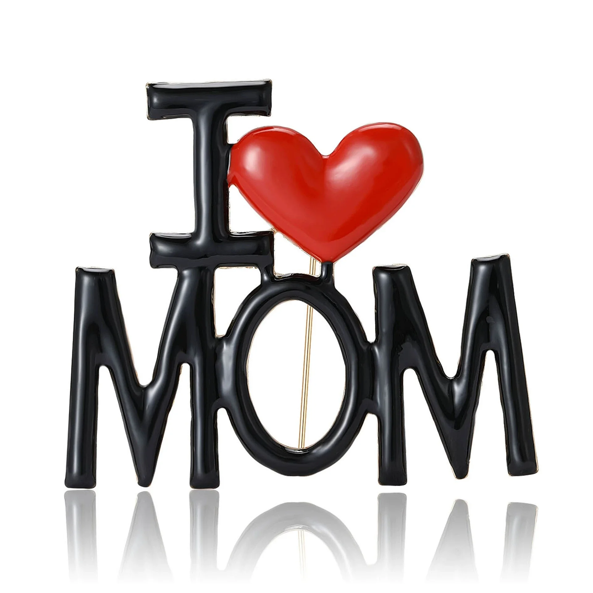 I Love Mom Red Heart Enamel Pin Mother's Day Gift Maternal Love Expression Metal Brooch Backpack Clothes Hat Badge Jewelry Gift
