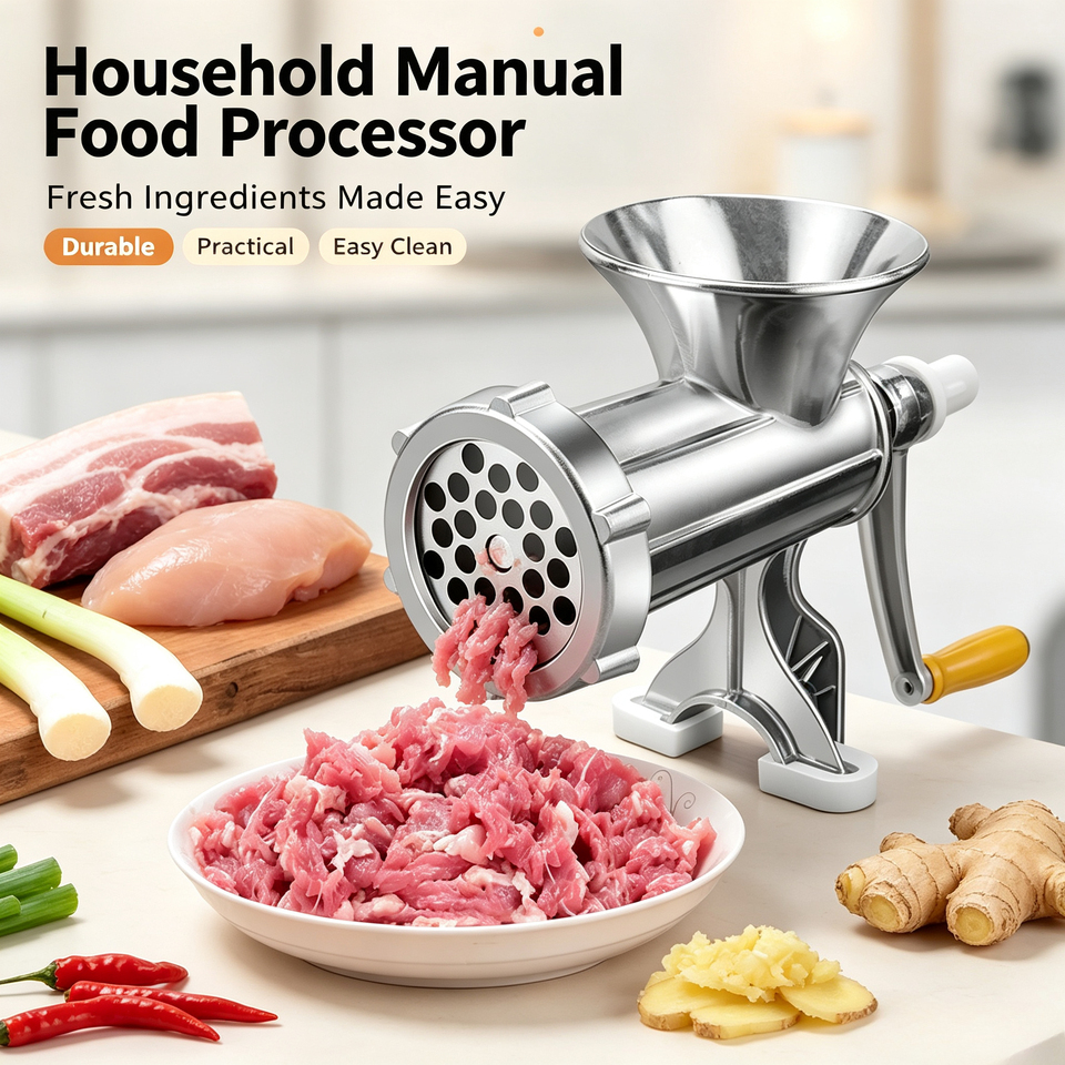  Hand Crank Stainless Steel Meat Mincer, Manual Food Grinder with Table Clamps, Multipurpose Kitchen Tool for Meat Veggie 