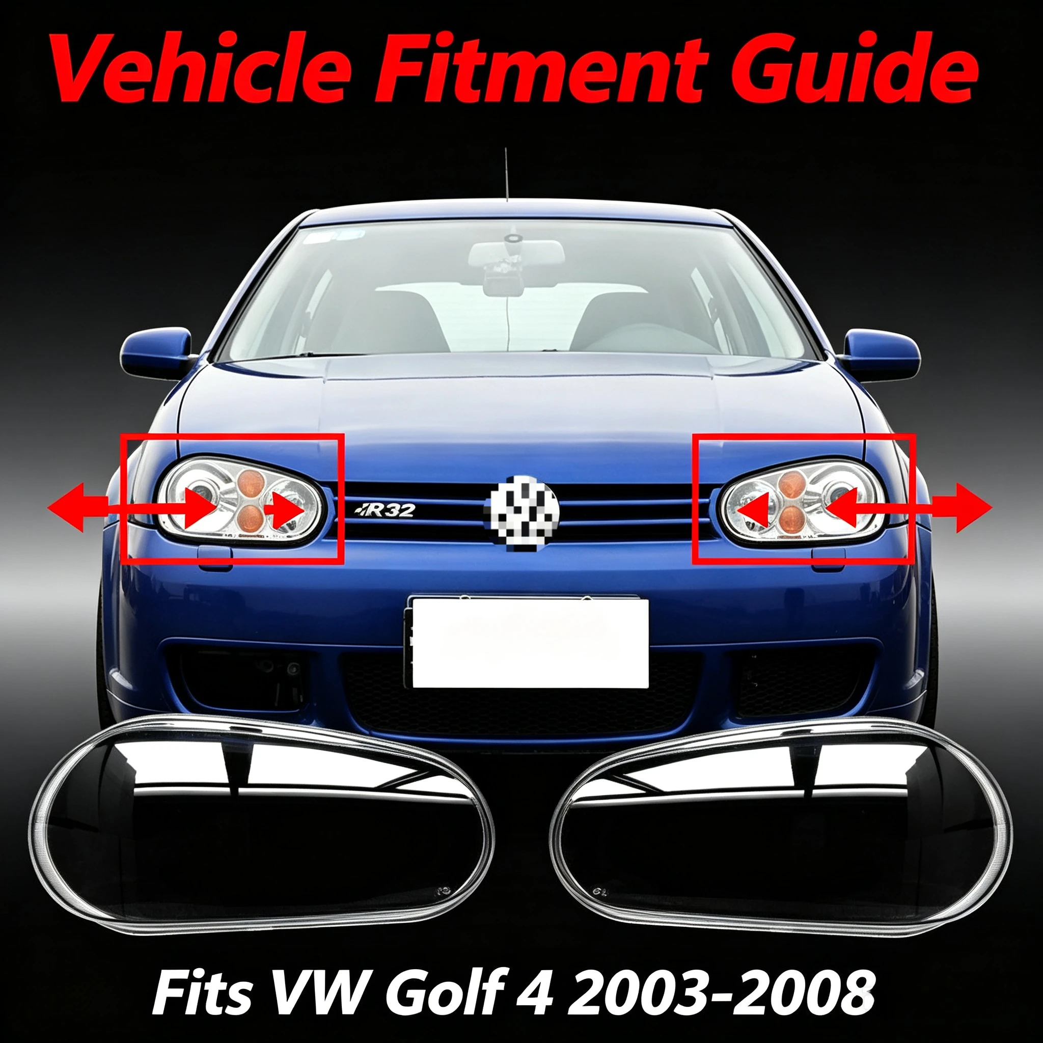 Moggic Headlight Lens Cover Compatible With Golf 4 Mk4 Hatchback Sedan Estate Variant Years 1997 To 2003 Left And
