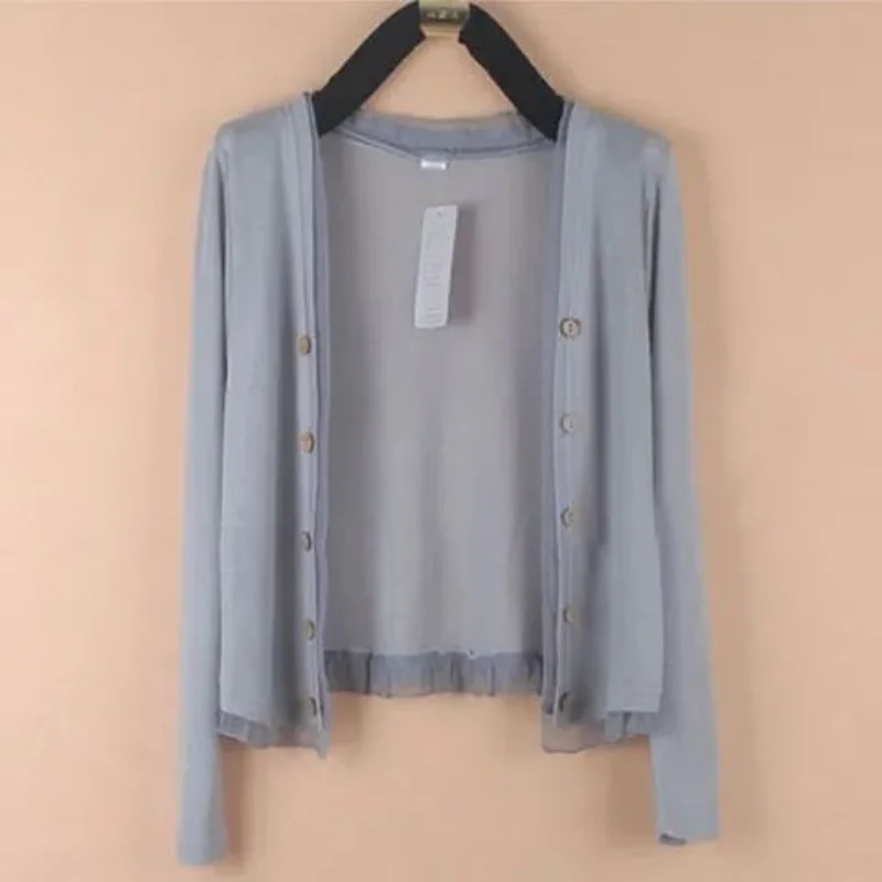 2023 Summer Fashion Thin Solid Lace Lace Lace Casual Loose Oversize Long Sleeve Versatile Sunscreen Air Conditioning Cardigan