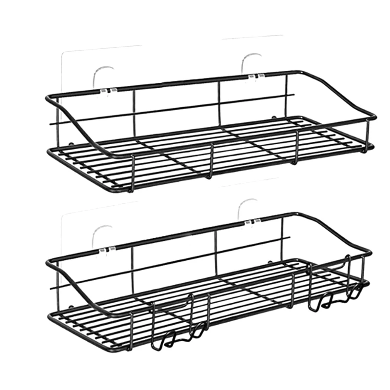 

1 комплект, железная полка для хранения в ванной комнате, без дырокола, для кухни, ванной комнаты, туалета, настенная подвесная полка для хранения с крючком