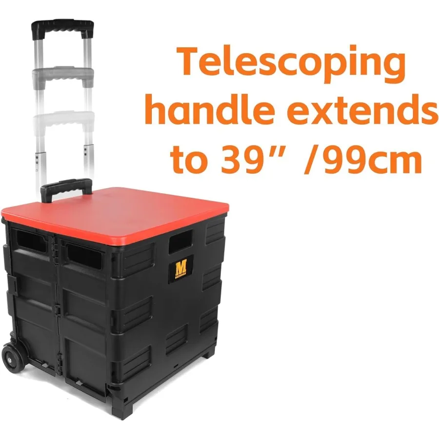 50830 Collapsible Black Rolling Folding Dolly Cart for Teachers MultiFunctional Teacher Dolly with Extra Storage Durable Wheels