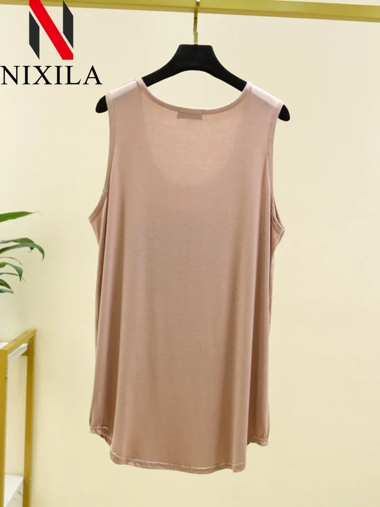 Spring Summer Women Long Tank Tops O-Neck Fashion Print Beauty's Head Casual Loose Sleeveless T-shirt Streetwear Female Dress