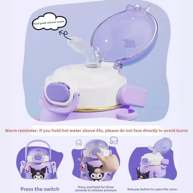 

2025 Kuromi Portable Straw Water Cup for Outdoor Sports Cartoon Large Capacity Water Bottle Pomompurin Cinnamoroll My Melody