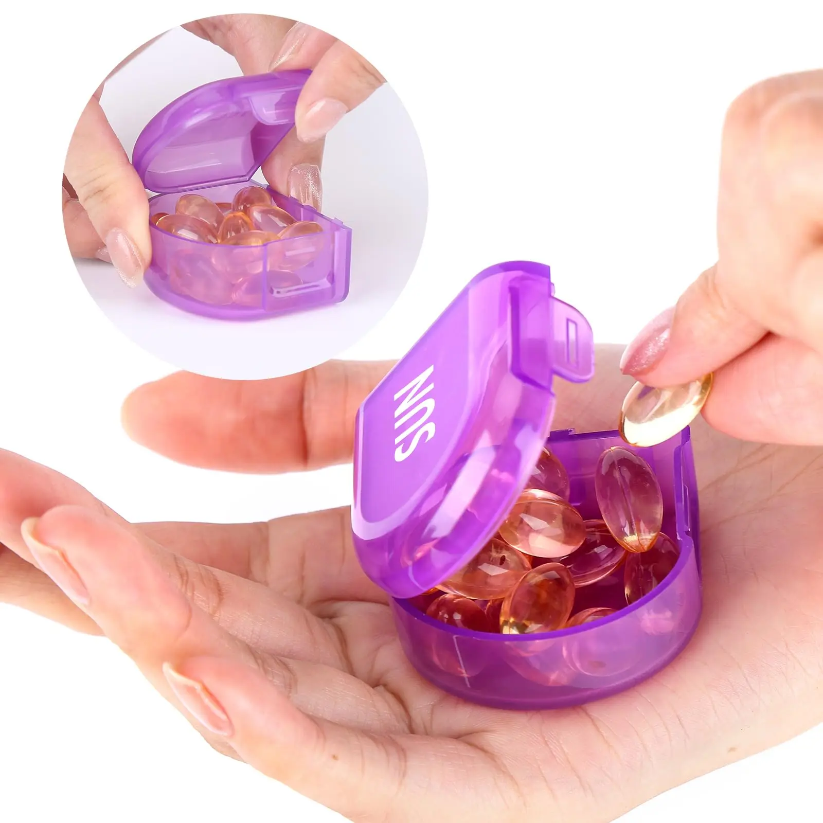 UNTIOR Weekly Pill Box Detachable 7 Compartments Tablets Holder Medicines Storage Case Drug Container Vitamin Fish Oil Organizer