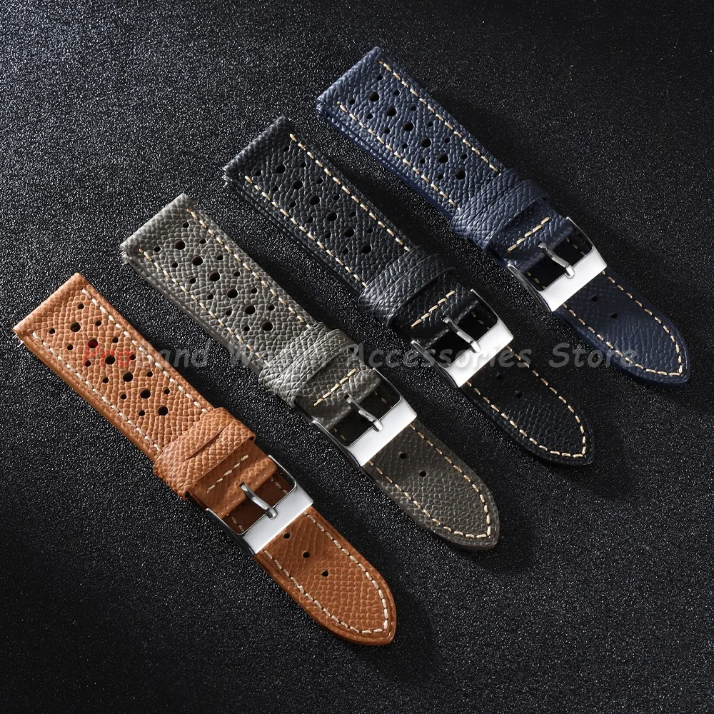 Leather Watch Band Bracelet 18/19/20/22mm Cowhide Vintage Belt Breathable Quick Release for Samsung Galaxy Watch Strap for Seiko