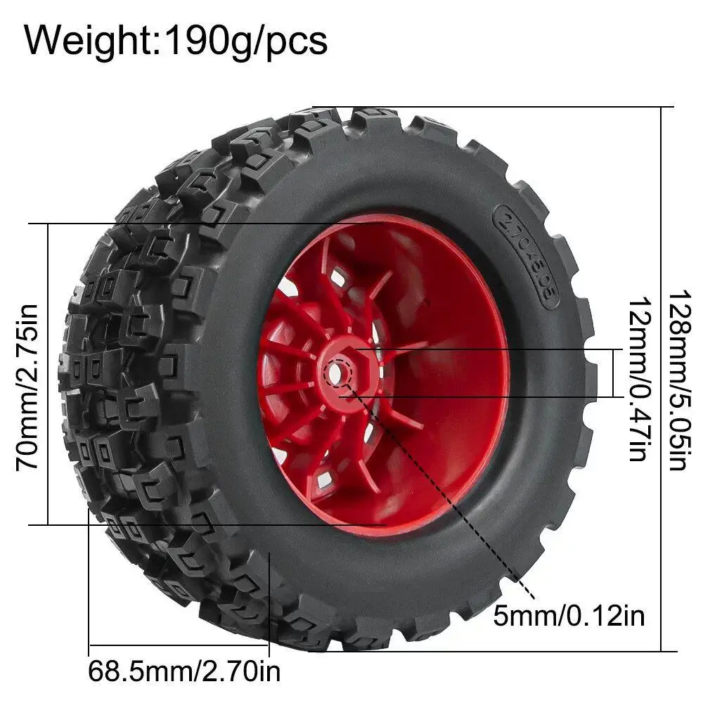 Rc Model Car 2.8-inch 1/10 Large Foot Tire Mx28 Chocolate Tread Off-road Wear-resistant 12mm Coupler