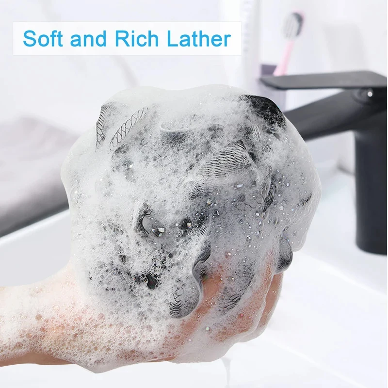 Soft Mesh Foaming Sponge for Shower, Esfoliante Body Scrubber Bola de bolha de banho Limpador de pele Ferramenta de limpeza Acessórios de banheiro