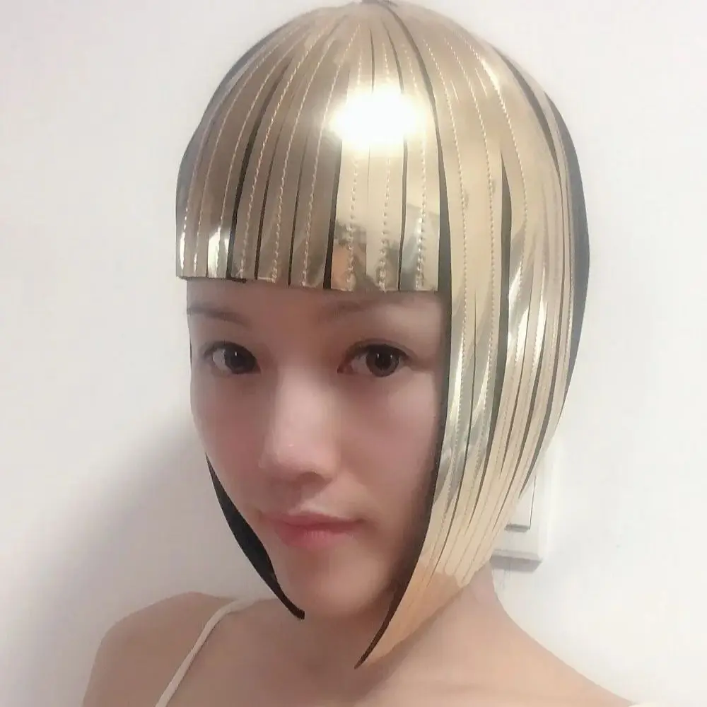 

Металлический парик, прическа, хромированное золото, египетский парик, серебряный головной убор, косплей, представление, шоу