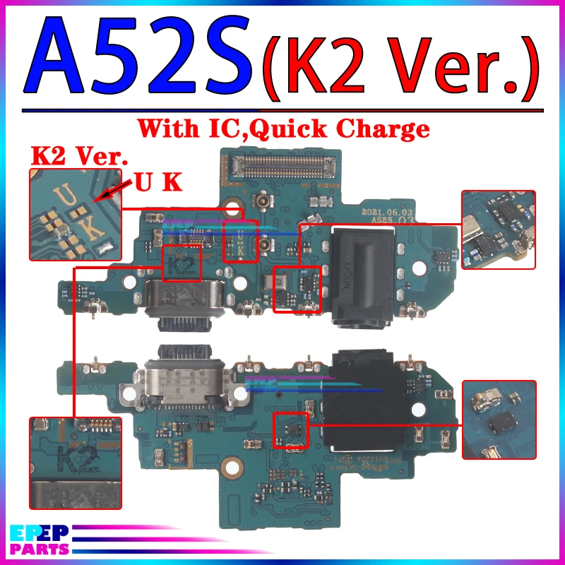 삼성 갤럭시 USB 도크 충전기 포트, 충전 보드 모듈, A32, A42, A52, A52S, A72, A02S, A12, 나초 A22, K1, K2 버전, 4G, 5G