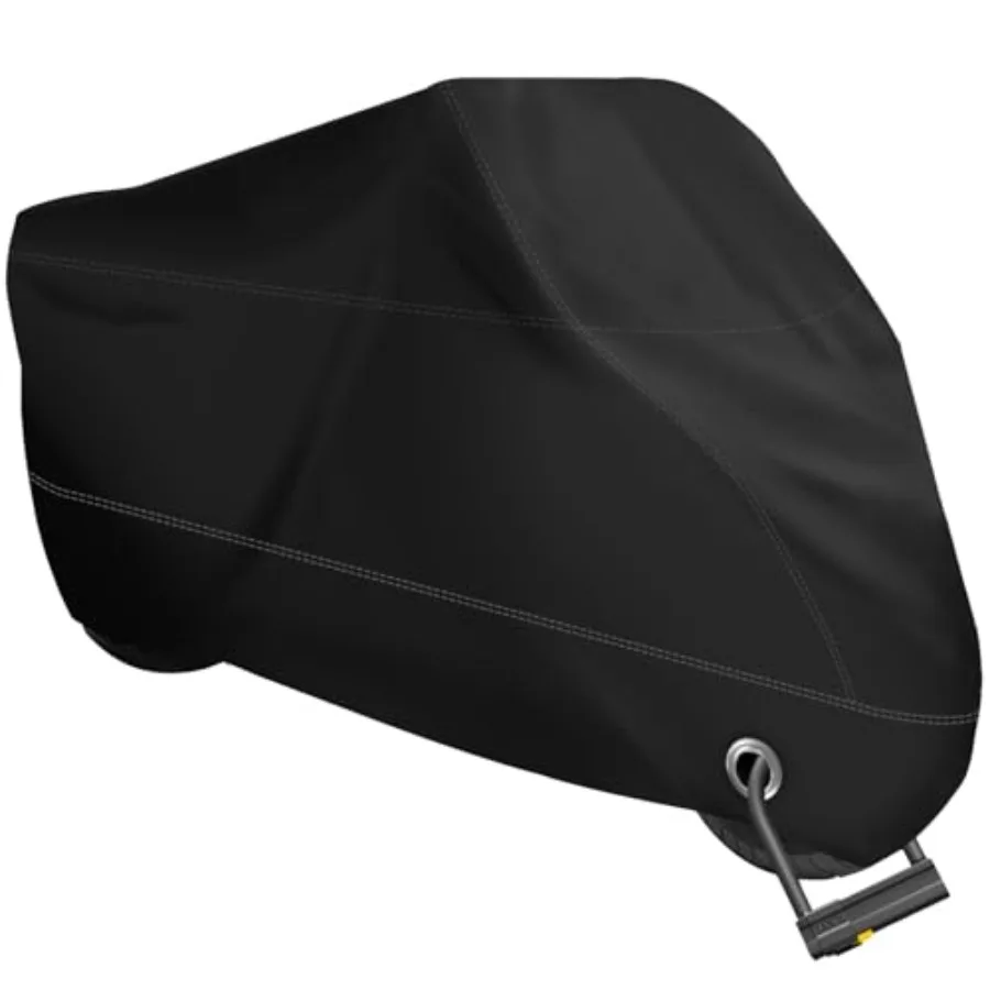 

Motorcycle Cover -Waterproof Outdoor Storage Bag, Made of Heavy Duty Material, Fits up to All Motors Lockholes Profional Windpr