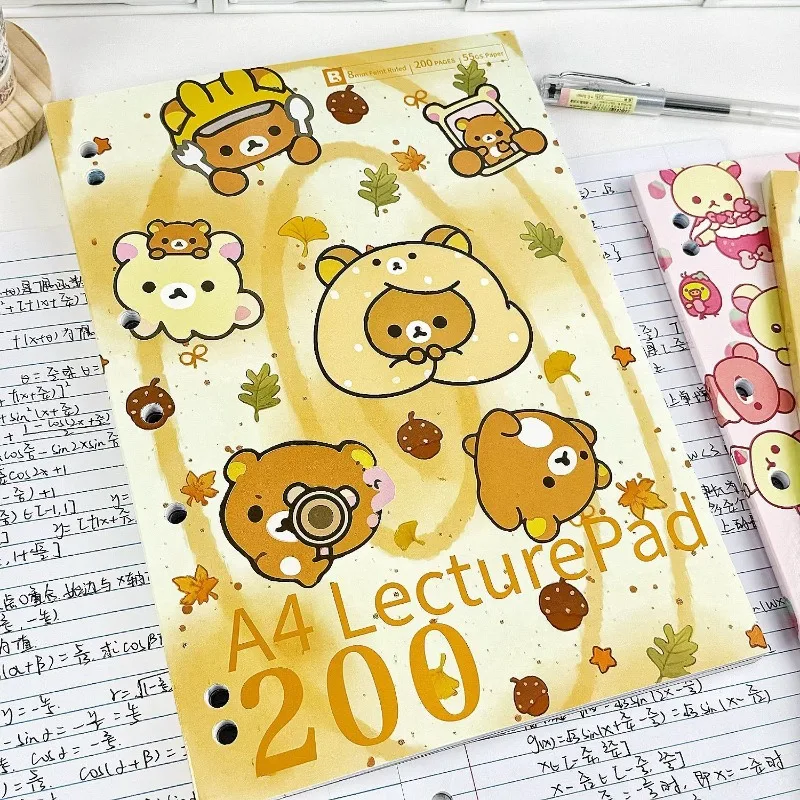 Rilakkuma A4 thin and crisp notebook with high appearance and thickening, horizontal line simple manuscript exercise book