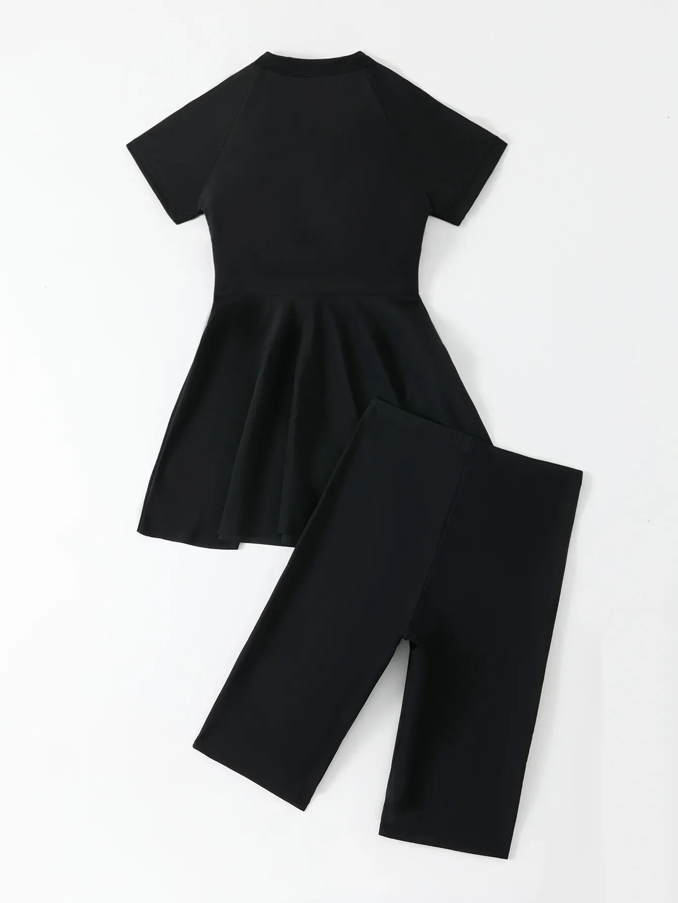 2025 Black Tankini Set Women Short Sleeve Swimwear Zipper Sexy Knee Length Swimsuit Biquini Boxer Shorts High Waist Bathing Suit