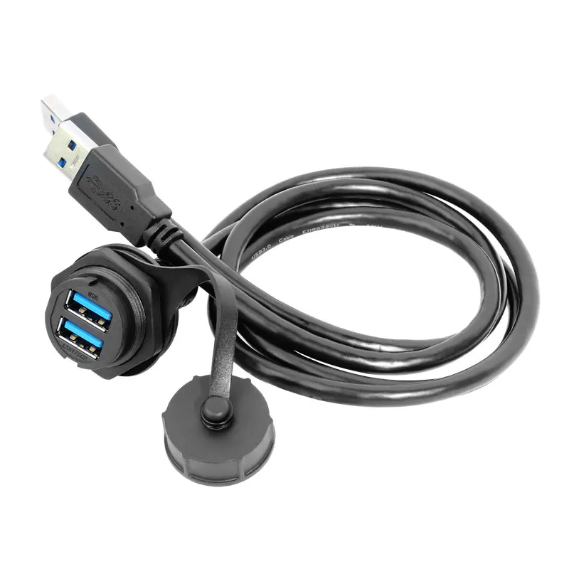 Hot Sale USB3.0 Double Layer Front Nut IP67 Waterproof Adapter Cable 0.1m-5m for Industrial & Outdoor Security Equipment
