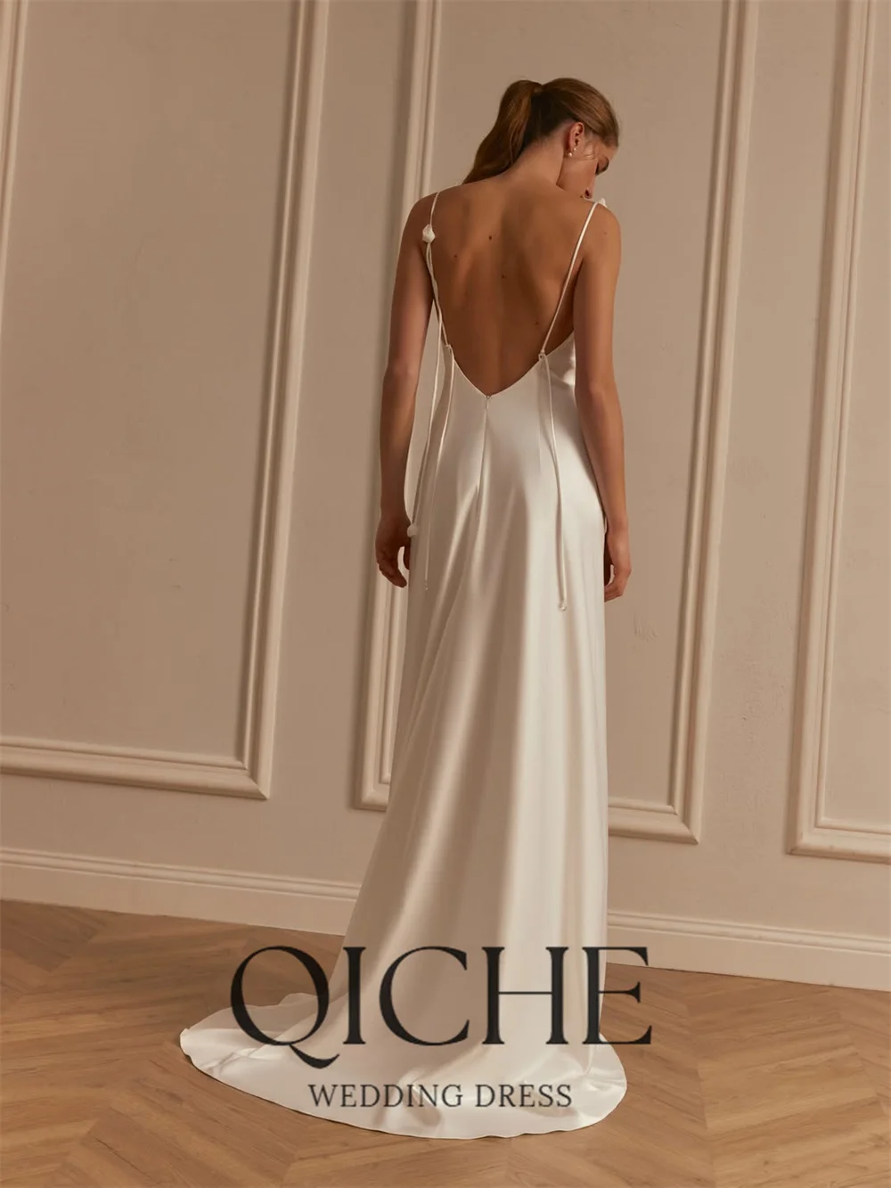 QICHE Classic V-Neck Mermaid Wedding Dresses 2026 Spaghetti Straps Sleeveless Open Back Bridal Gown Vestidos De Noiva Customized