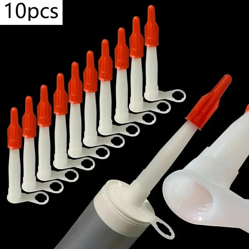 10pc Reusable Red Plastic Caulk Nozzle Caps To Prevent Silicone Sealant Drying Universal Fit for Caulking Guns Home Construction