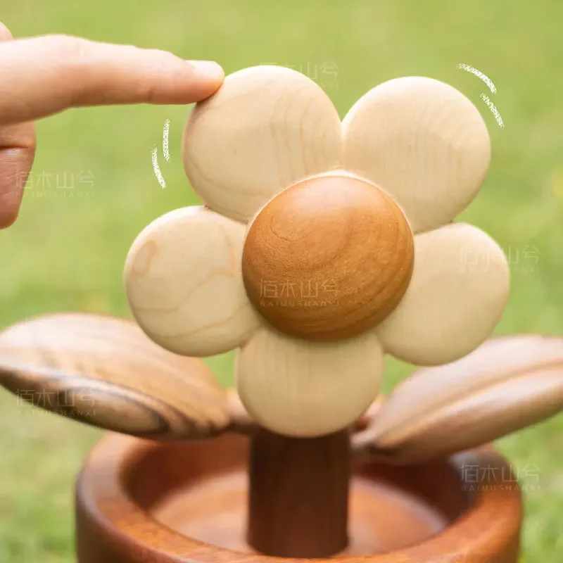 Solid wood rich flower cute ornament, decorative home creative healing department send friends children's desktop ornament