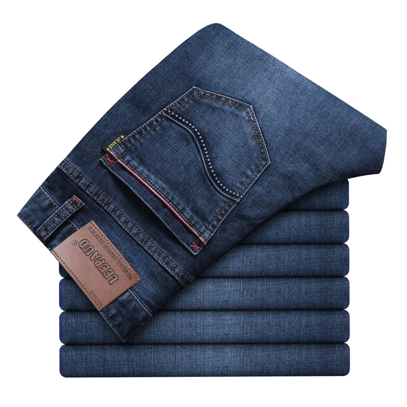 Spring Autumn 2024 Men's Smart Jeans Business Fashion Straight Regular Blue Stretch Denim Trousers Classic Men Plus Size 28-40