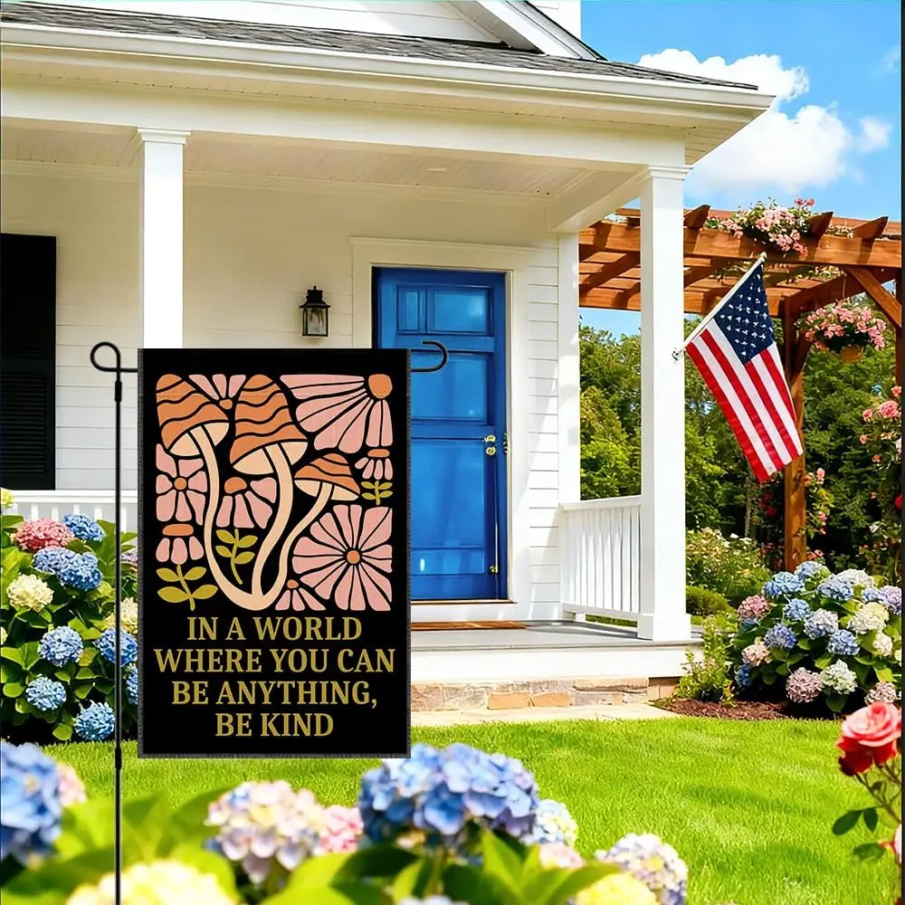 RZHV In a World Where You Can Be Anything Be Kind Double-Sided Garden Flag for Outdoor House Yard Sign Garden Decor Parade,  IIC