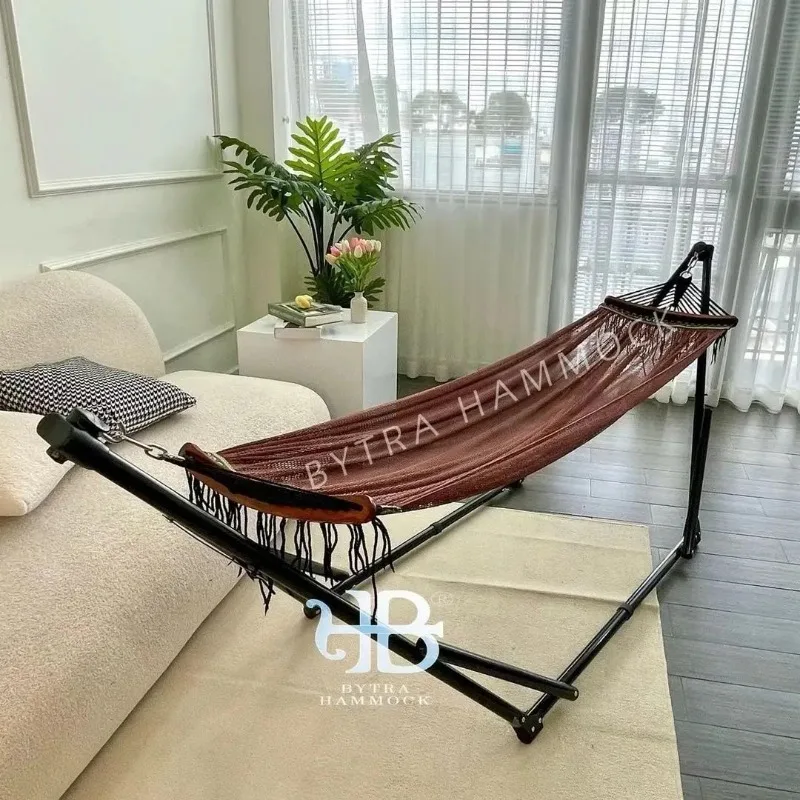 BAN MAI Black Thickened Stand Outdoor Hammock, Adult, Mesh Bed Folding Adjustable Self-Driving Bed
