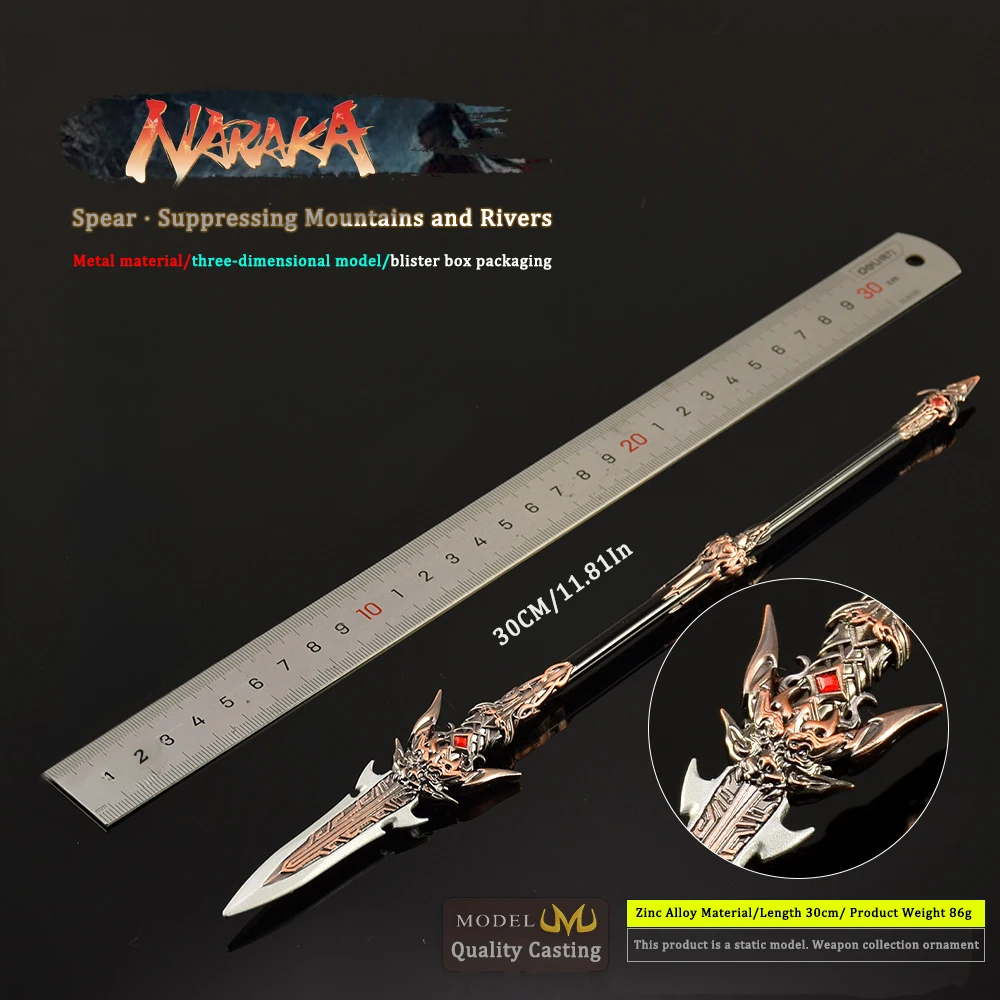 30 cm Naraka Bladepoint Zhenshan Rivier Lange Speer Wapen Periferie Model Legering Decoratie Ornament Props Verjaardagscadeautjes Speelgoed Jongens