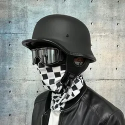 Casco de soldado Retro para motocicleta, medio casco masculino y femenino, personalidad de motocicleta alemana, cucharón, vehículo eléctrico