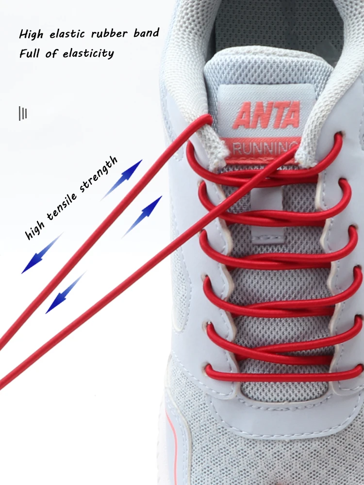 No-Tie round Elastic Shoelaces with Metal Lock for Sneakers And Boots - Quick-Release Flat Shoe Lace for Kids & Adults Rubber