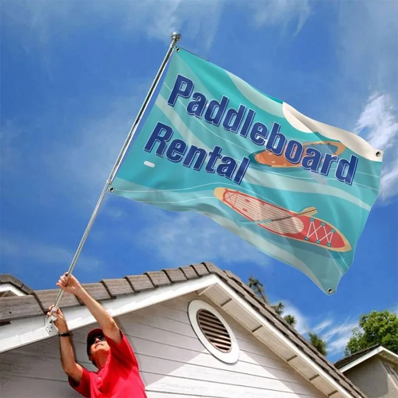 Paddleboard Rental Advertising Flag Durable Polyester Business Outdoor Display Banner