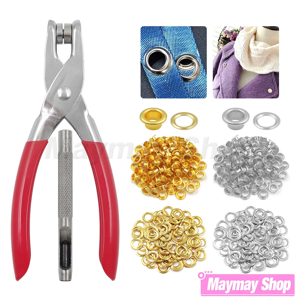 4mm/6mm/12mm Ösenzangen-Set mit 100 Ösen-Metallringen für DIY-Kappen, Taschen, Kleidung, Lederarbeiten, Schuhe, Gürtel
