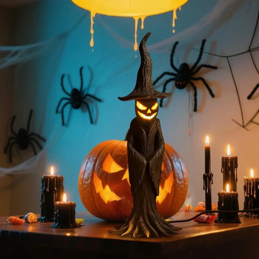 

Multi-purpose Witch Display Witch Light Halloween Decor Enchanting Handmade Resin Witch Statue Lamp with Led