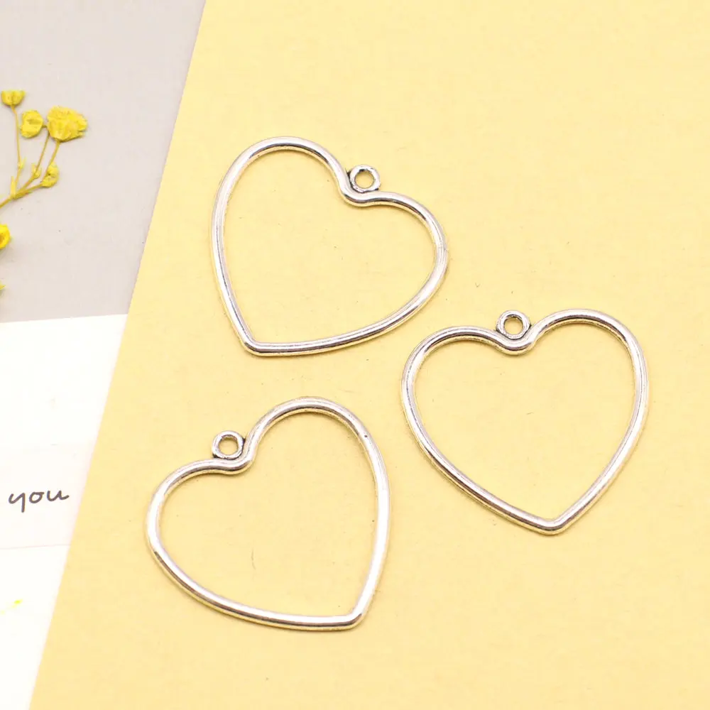 Skeleton Peach Heart Charms Jewellery Making Pendants Craft Supplies Jewelry Making Supplies 29x30mm 10pcs Antique Silver Color