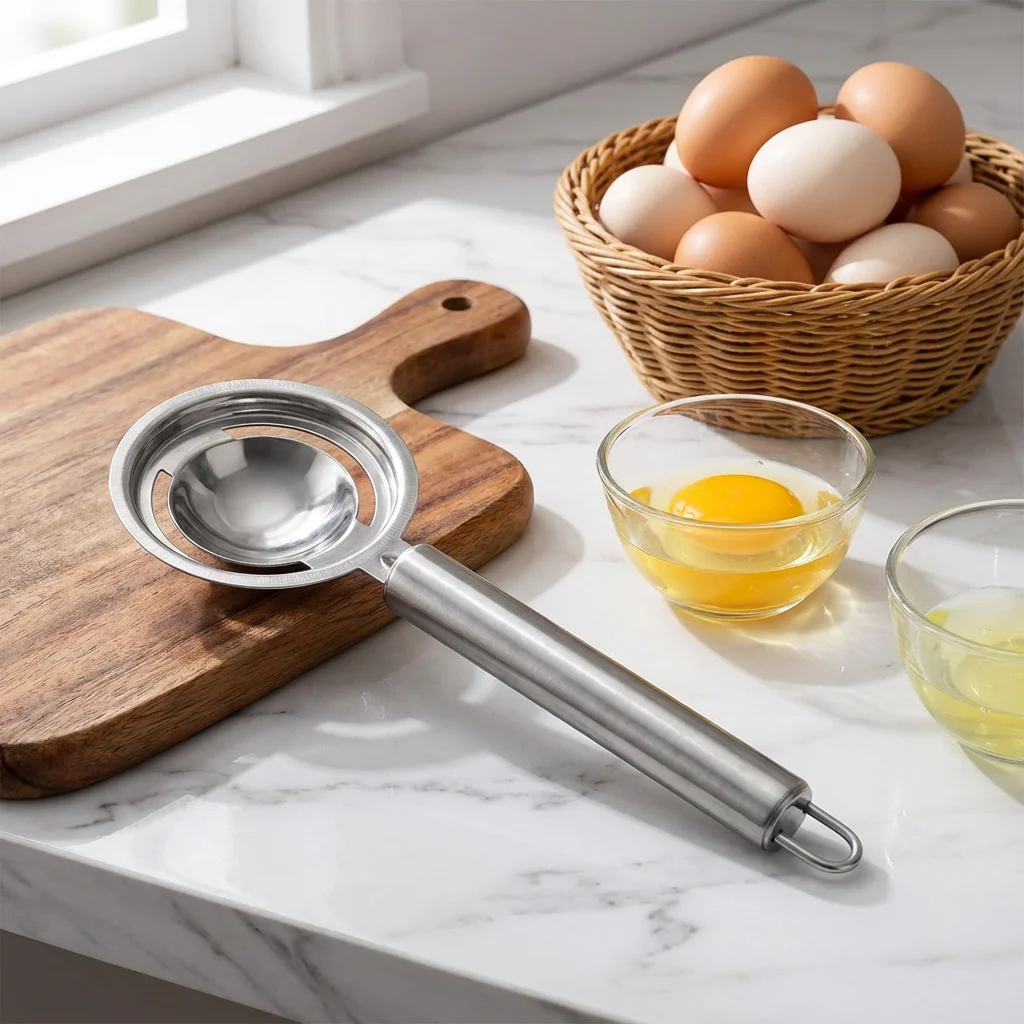 Home Stainless Steel Egg Separator Spoon - Fast Egg Yolk & White Separation Labor-Saving Baking Cooking Tool