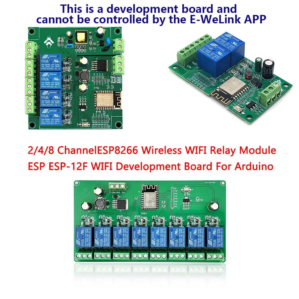 1/2/4/8 Channel ESP8266 Wireless WIFI Relay Module ESP-12F Development Board AC/DC 5V/7-28V/5-80V E-WeLink APP Remote Control